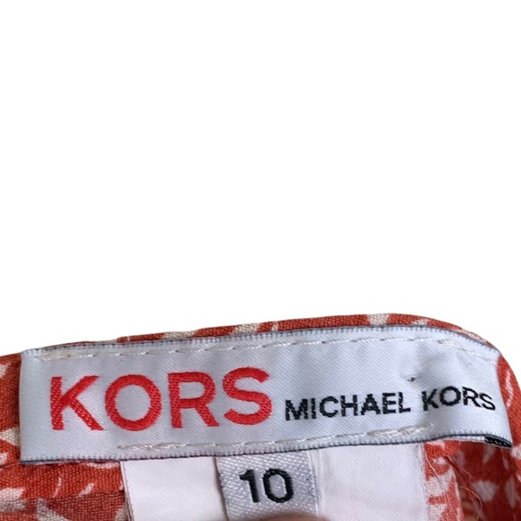 KORS Michael Kors 90s Vintage Silk Blend Orange White Botanical Print Skirt 10 - Picture 5 of 7